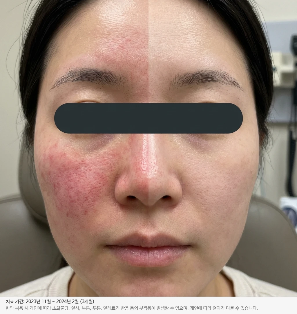 만성 홍조 치료 전후