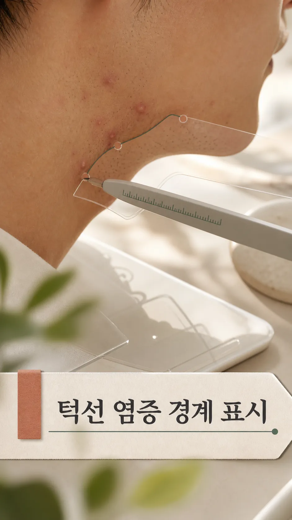 턱선 염증 경계 표시