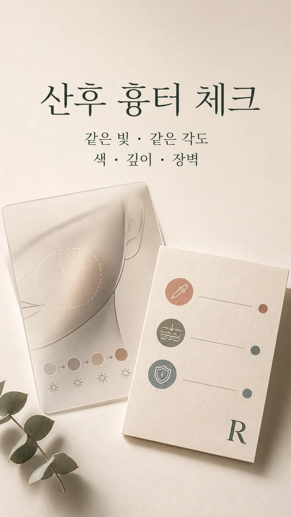 옆빛에 드러나는 볼 그림자 자가점검 장면