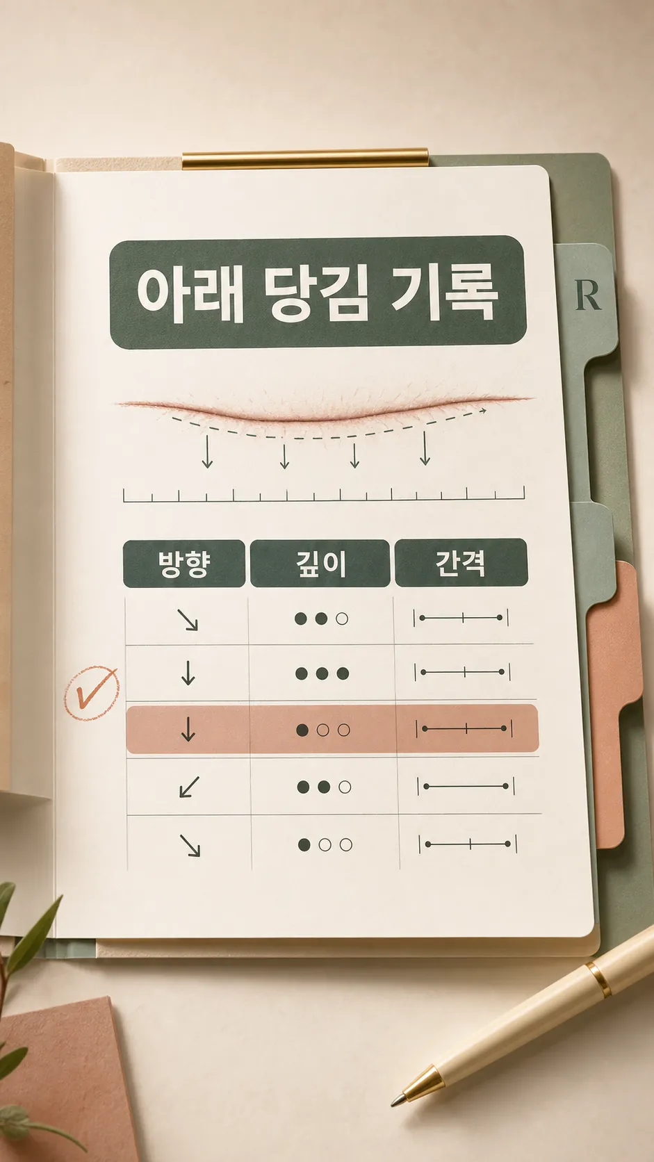 흉터 복원 기준표 기록 노트