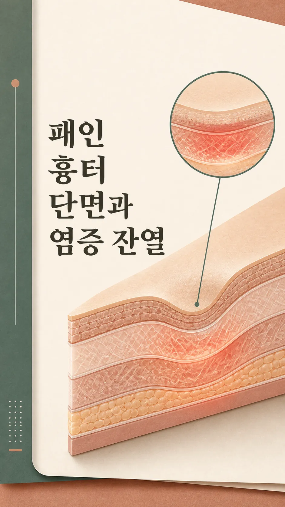 패인 흉터 단면과 염증 잔열