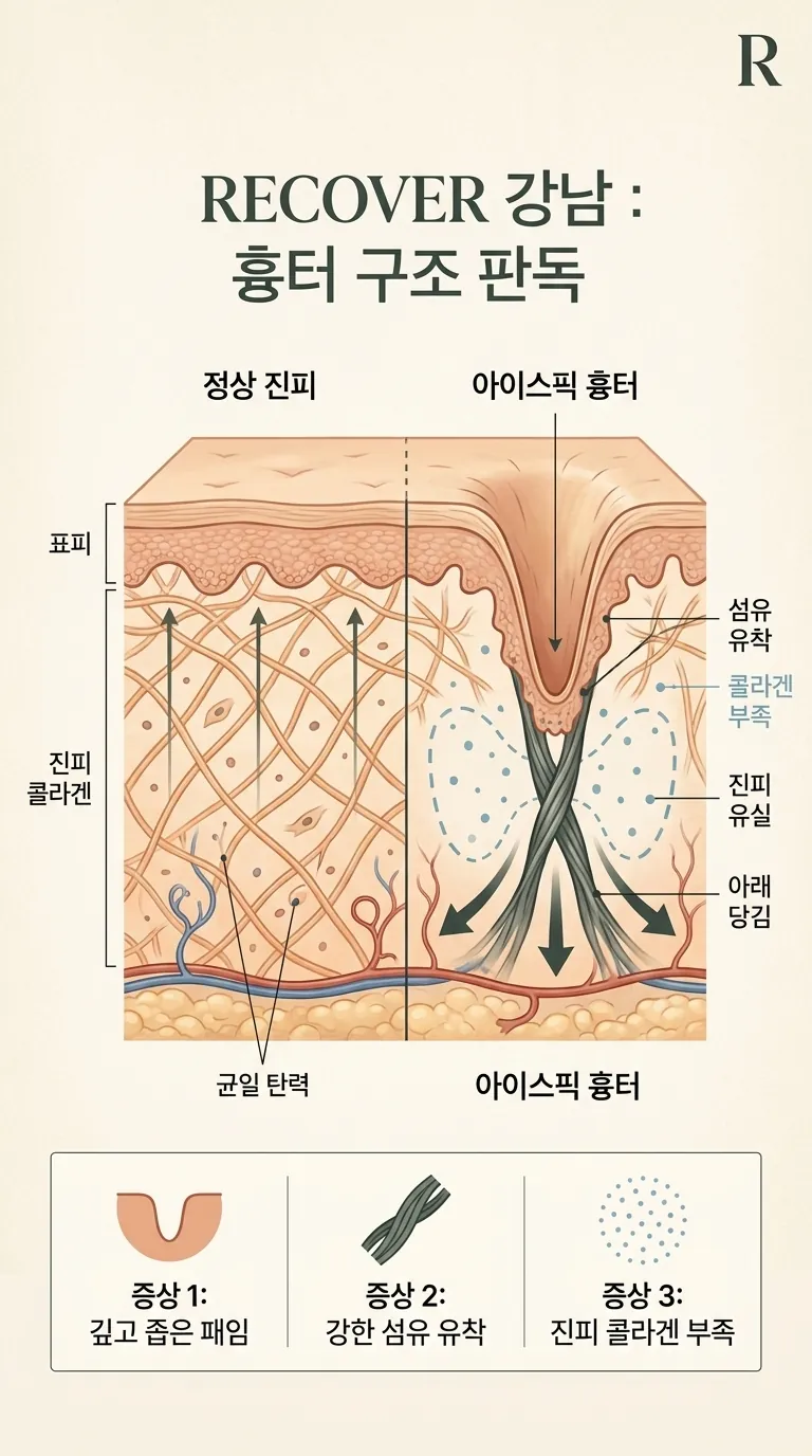 SCAR PREDICT 흉터 지도화 시각화 (진피 콜라겐 섬유 유착 단면)