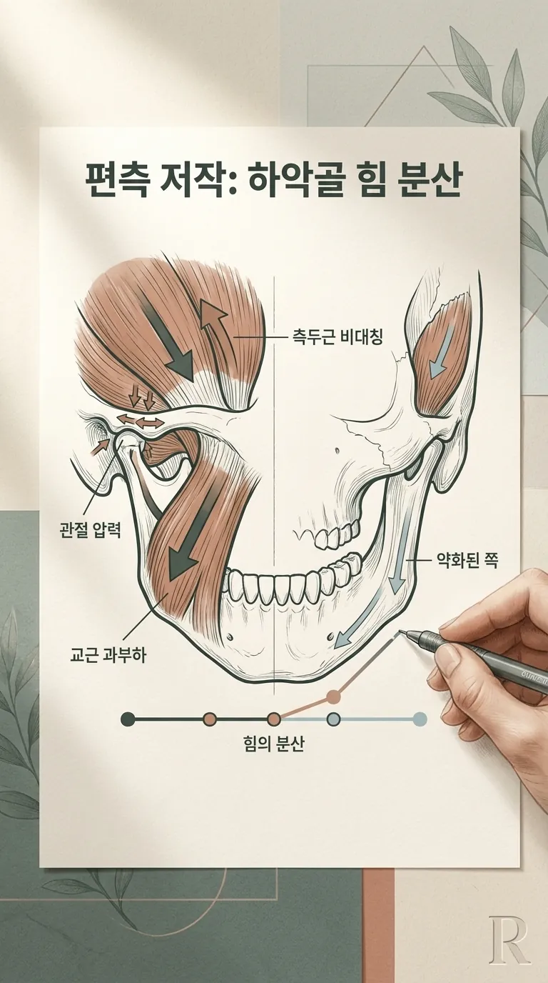 편측 저작 습관이 만드는 하악골 주변 힘의 분산