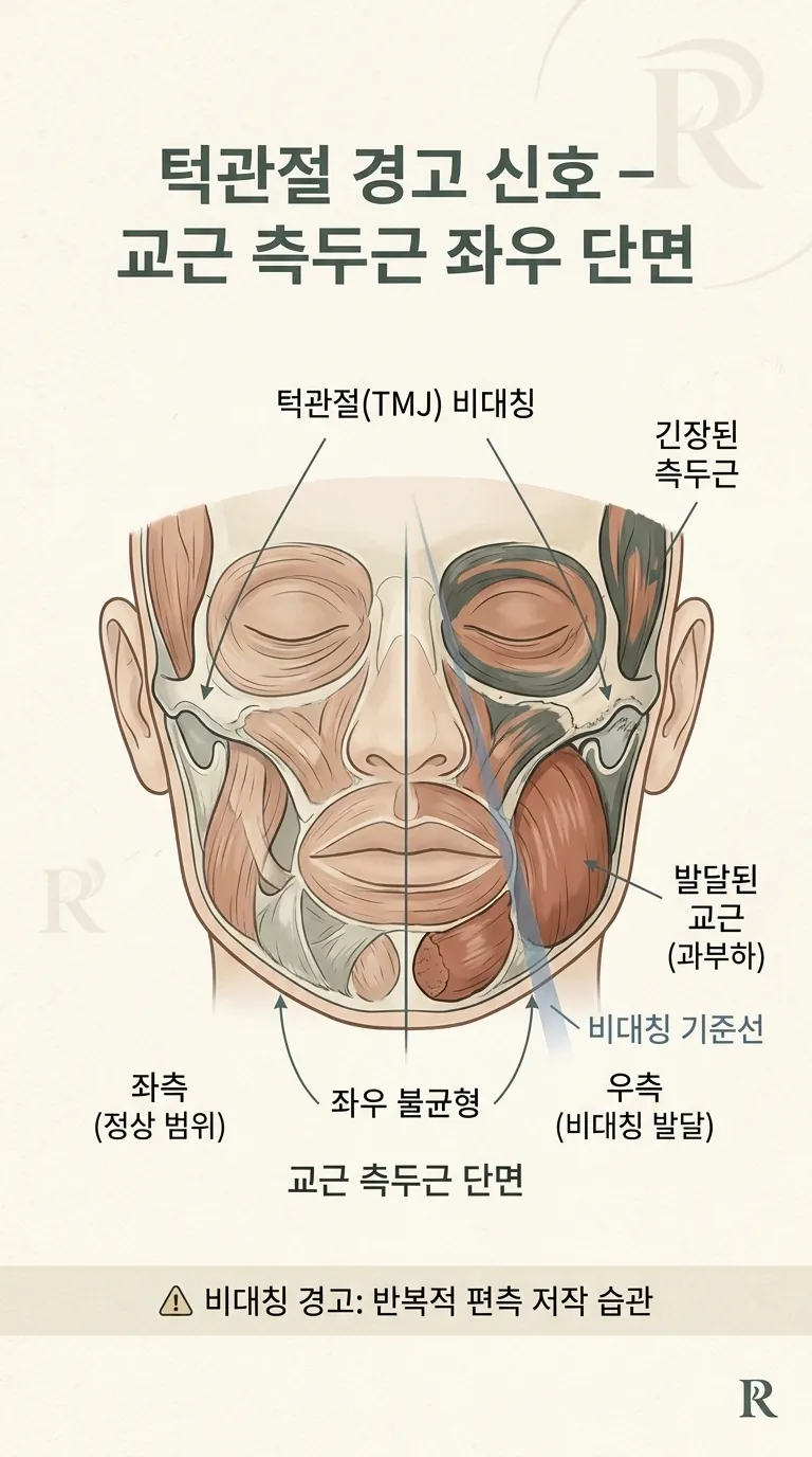 턱관절(TMJ) 주변 교근과 측두근의 단면 시각화