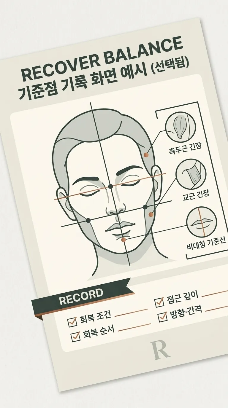 RECOVER BALANCE 기준점 기록 화면 예시