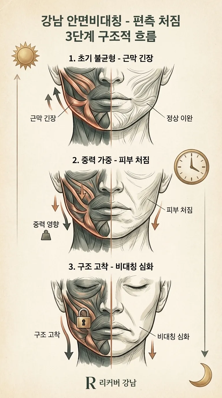 편측 처짐이 생기는 3단계 구조적 흐름