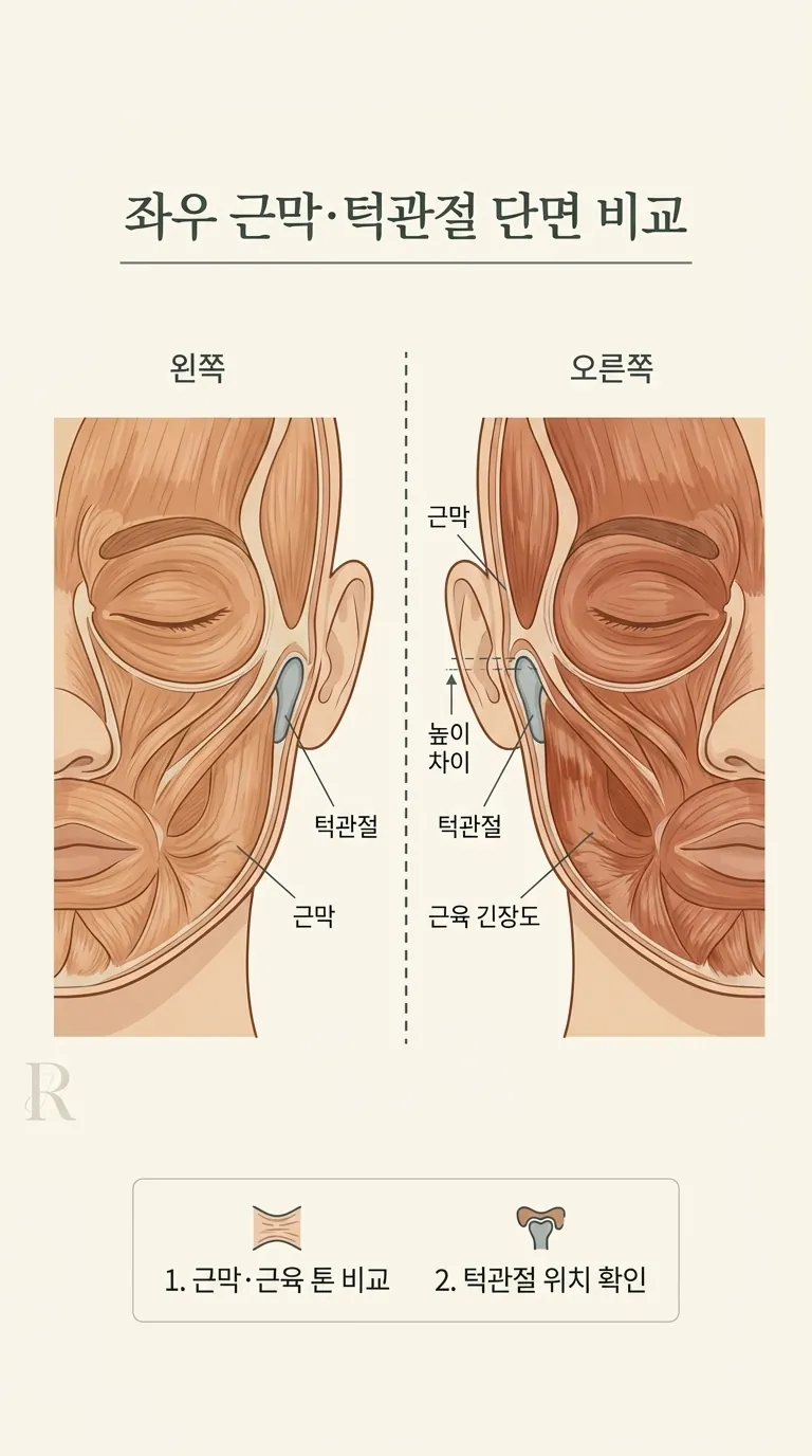 좌우 근막 턱관절 단면 모식도
