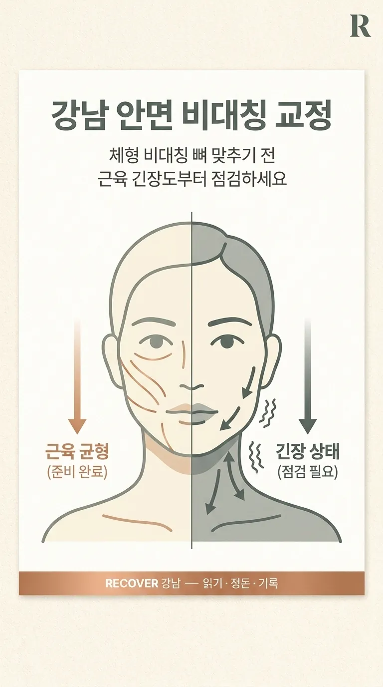얼굴 좌우 균형 체크 일러스트