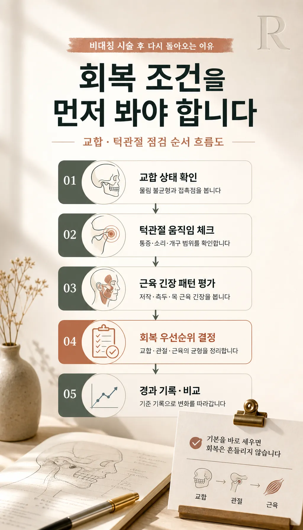 교합·턱관절 점검 순서 흐름도