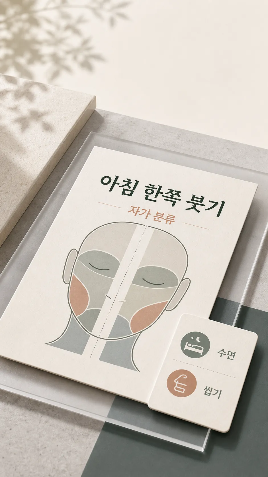 아침 한쪽 붓기 자가 분류표