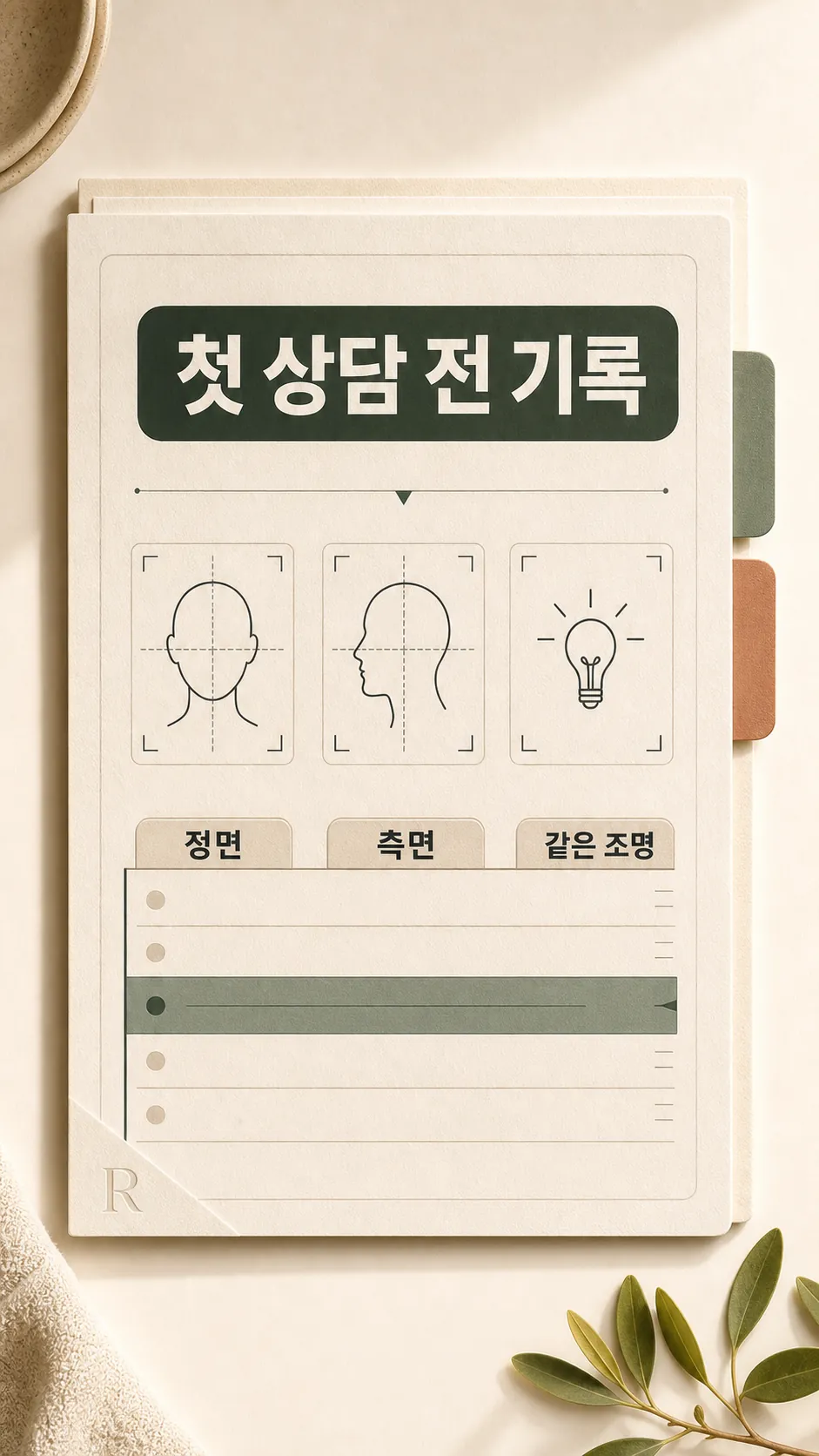 펜으로 촬영 조건을 적은 기록 노트 클로즈업