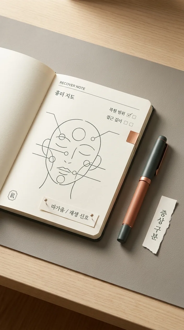 기록이 남겨진 복원 노트와 만년필