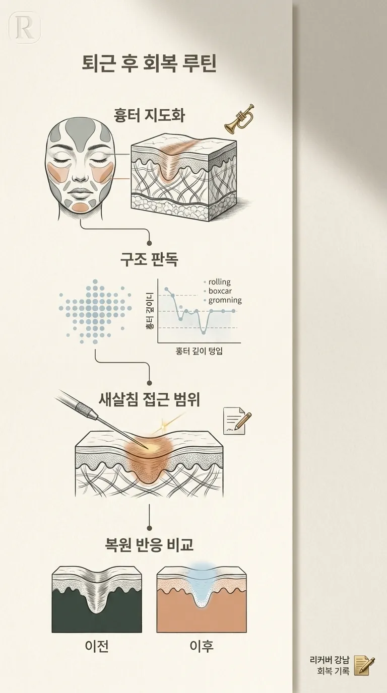 흉터 복원 4단계 흐름 (지도화→판독→접근→비교)