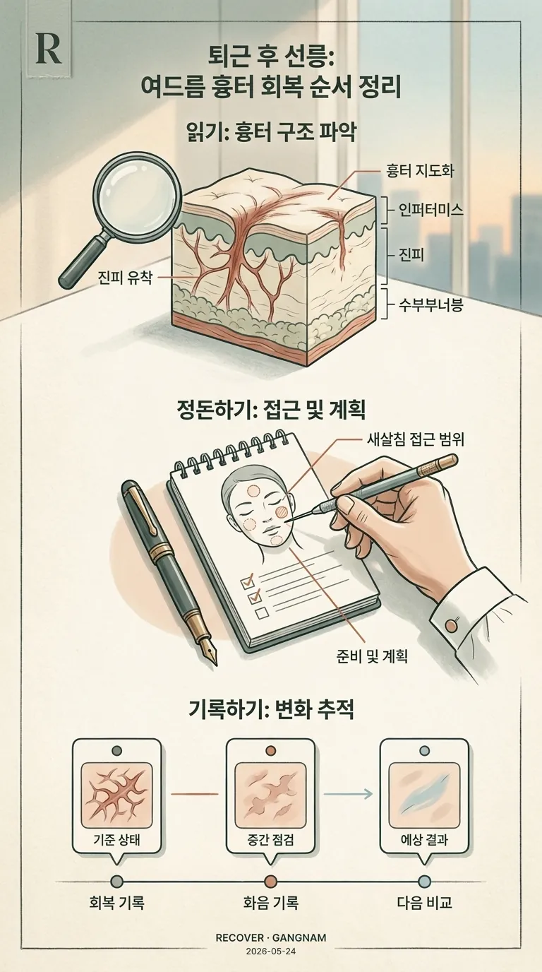 읽기·정돈하기·기록하기 3축 인포그래픽