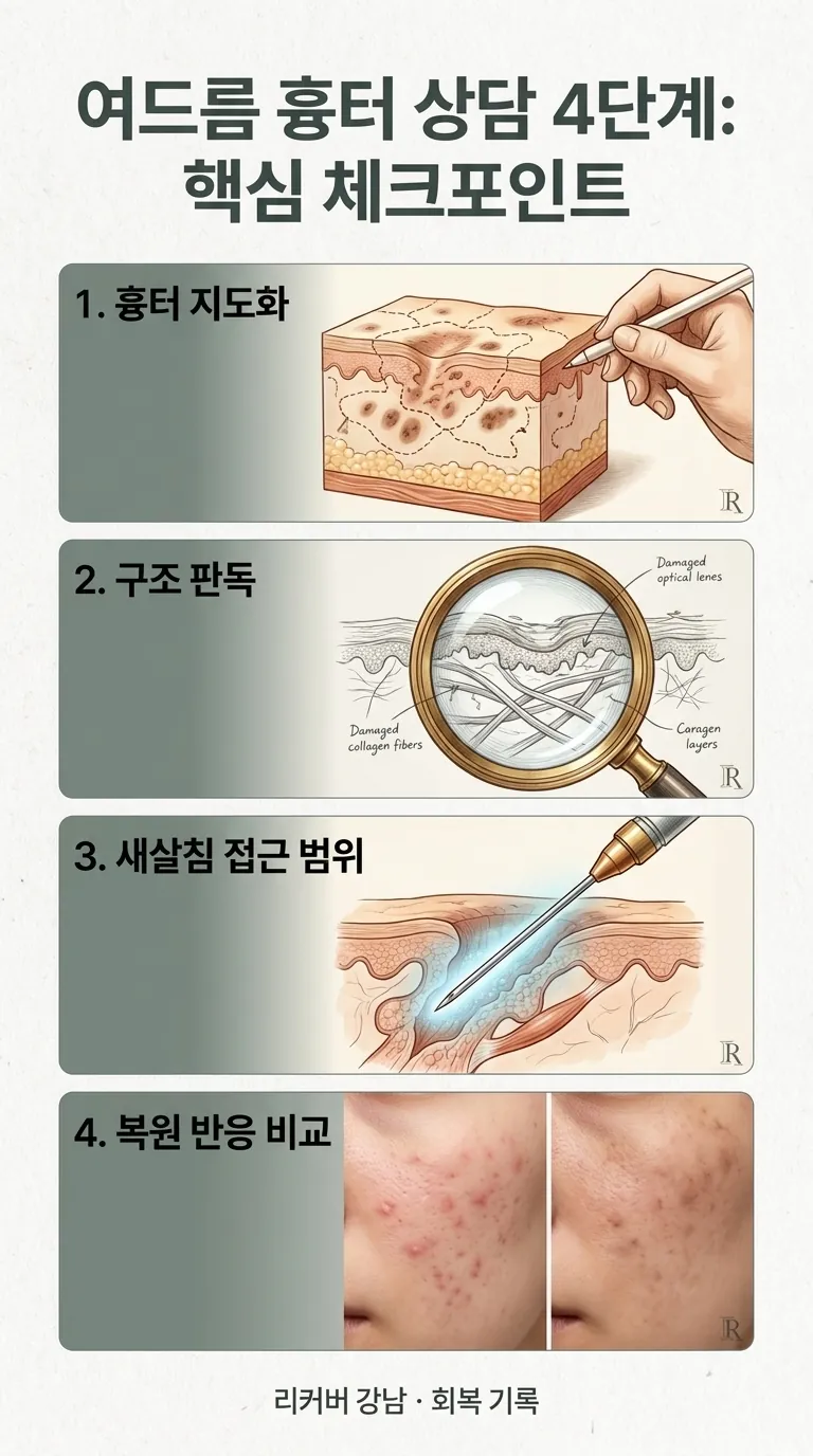 흉터 지도화부터 구조 판독, 접근, 복원 반응 비교까지 4단계