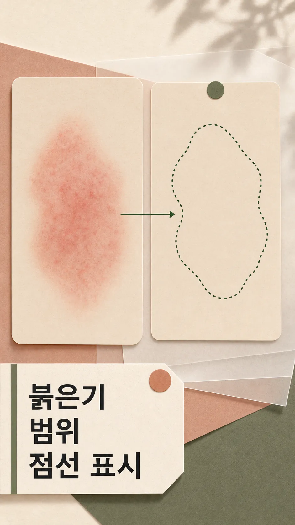 붉은기 범위 점선 표시