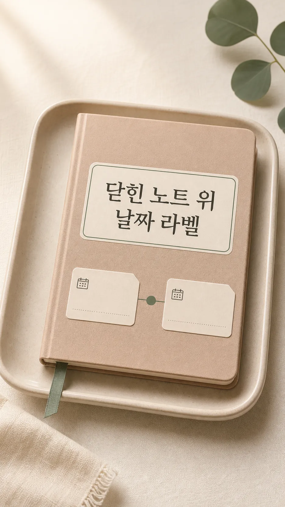 닫힌 노트 위 날짜 라벨