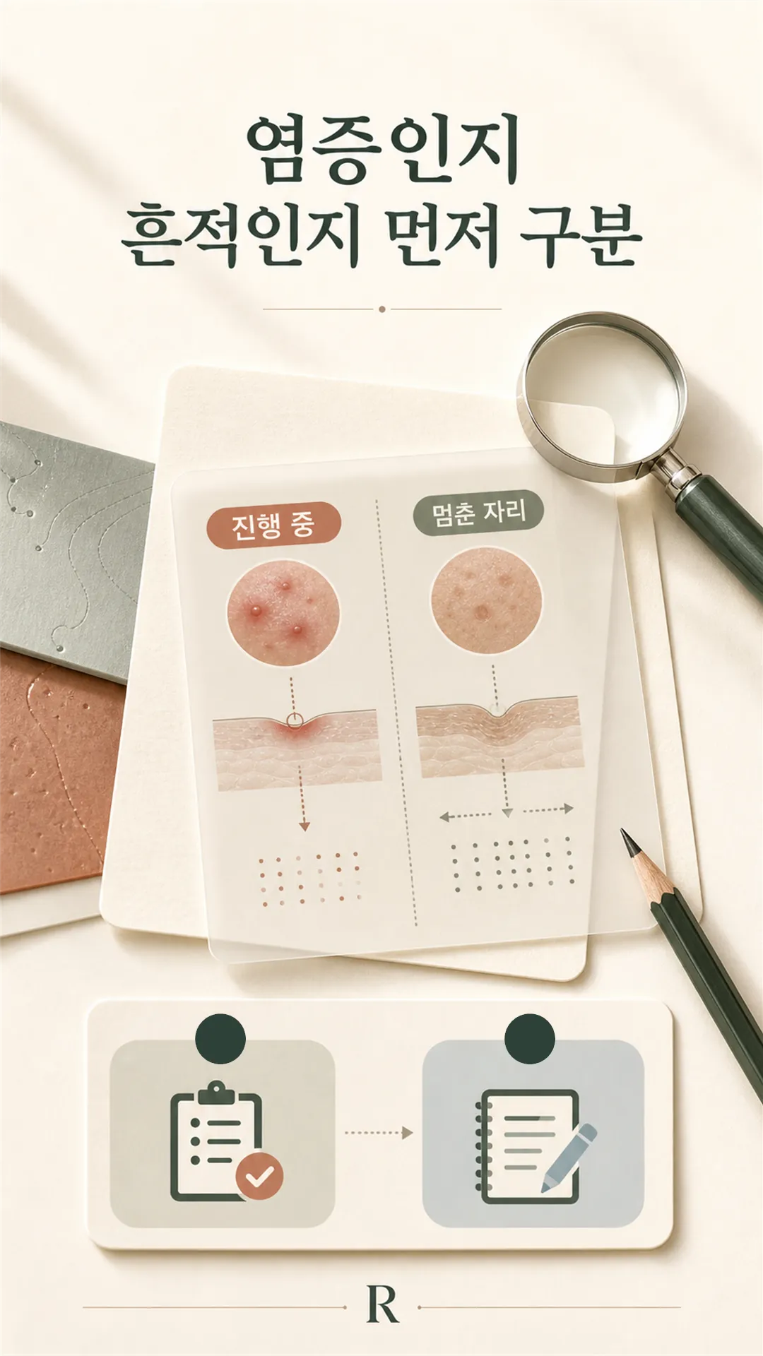 화장솜으로 볼을 닦다 멈춘 30대 여성 손과 옆모습 실루엣