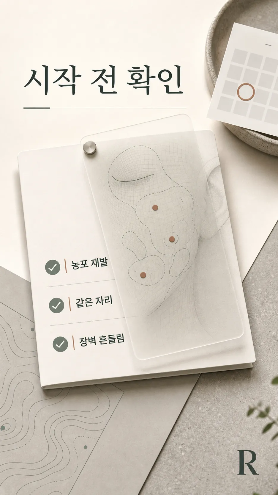 옆빛에 비친 피부 결을 손끝으로 확인하는 클로즈업