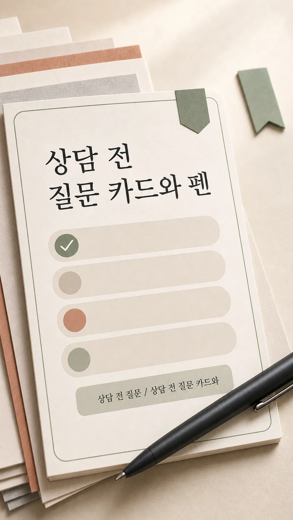 상담 전 질문 카드와 펜