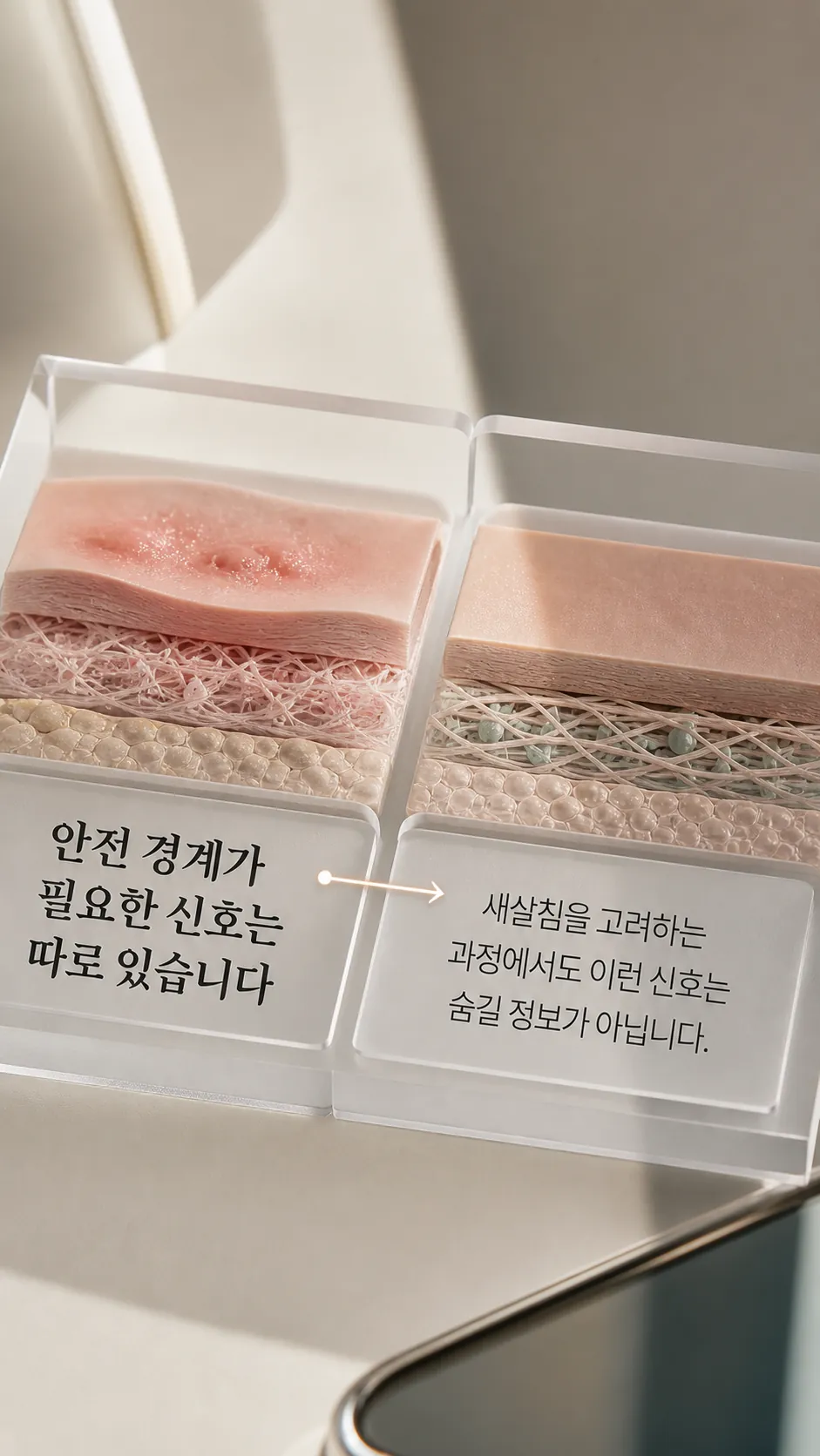 안전 경계가 필요한 신호는 따로 단계 비교 도식
