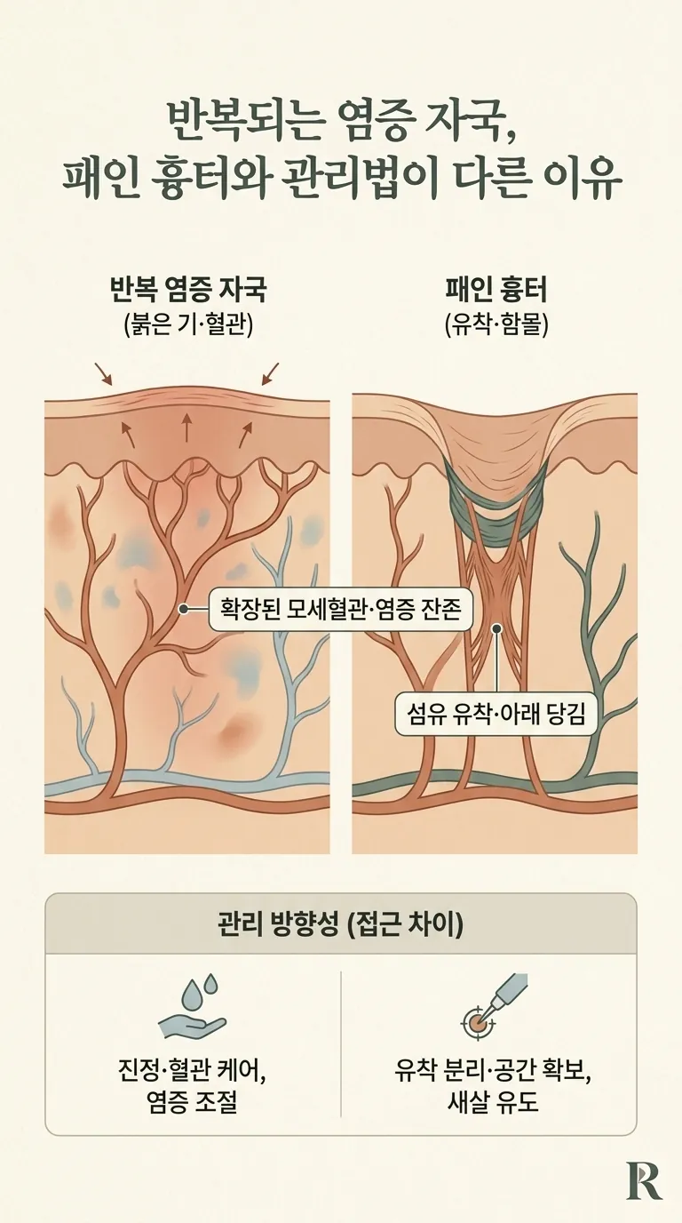 피부 진피층 모세혈관과 콜라겐 단면
