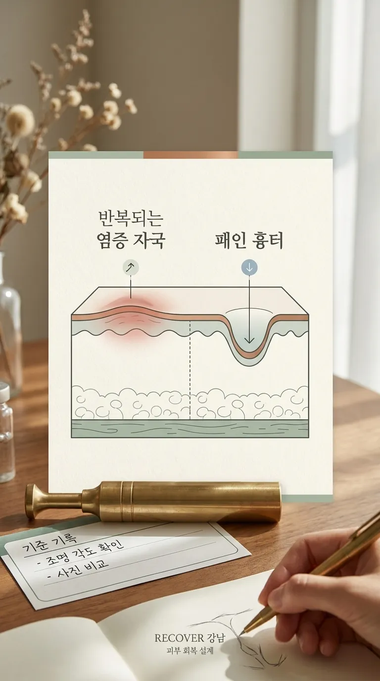 조명 각도를 맞춘 기준 기록 과정