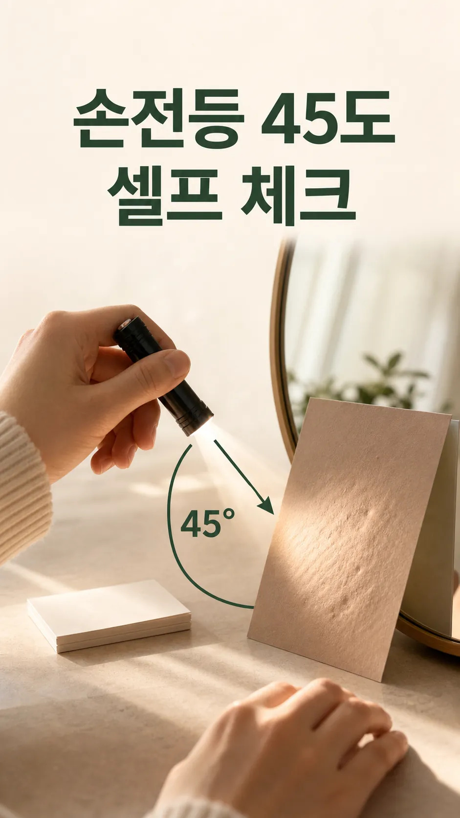 손전등 45도 셀프 체크 장면