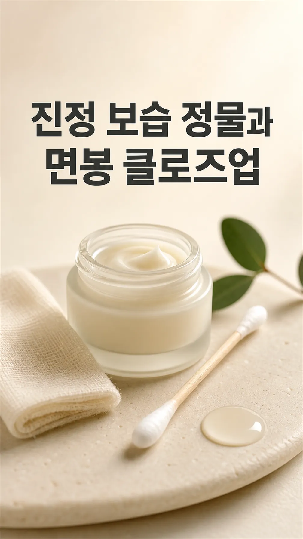 진정 보습 정물과 면봉 클로즈업