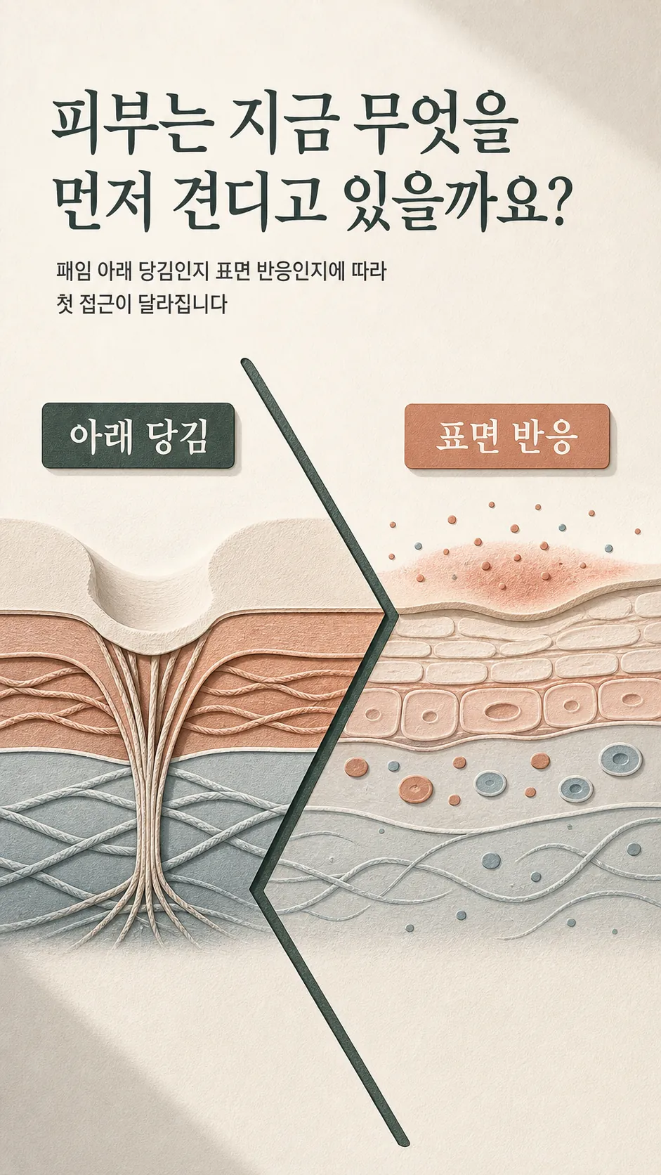 당기는 힘이 주인공인 경우 단계 비교 도식