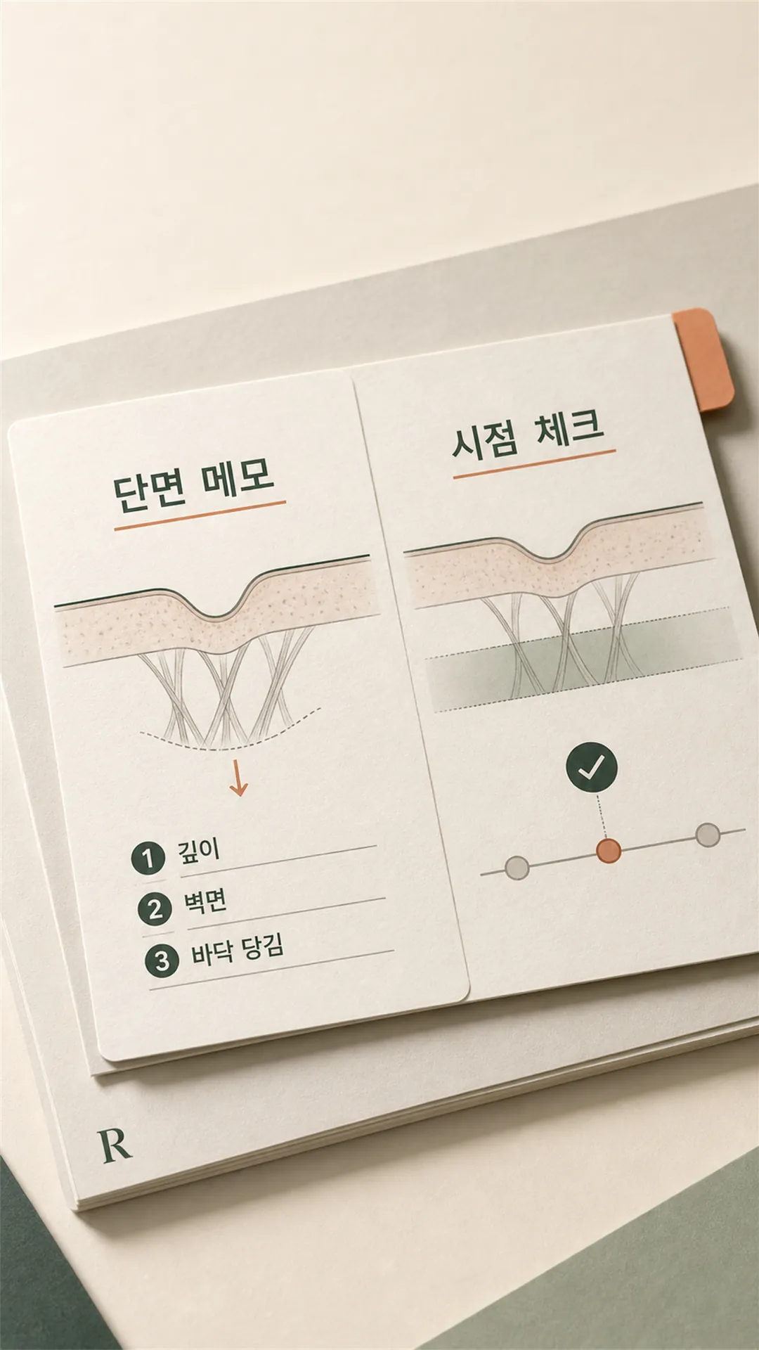 단면 메모 3줄 기록 노트 클로즈업
