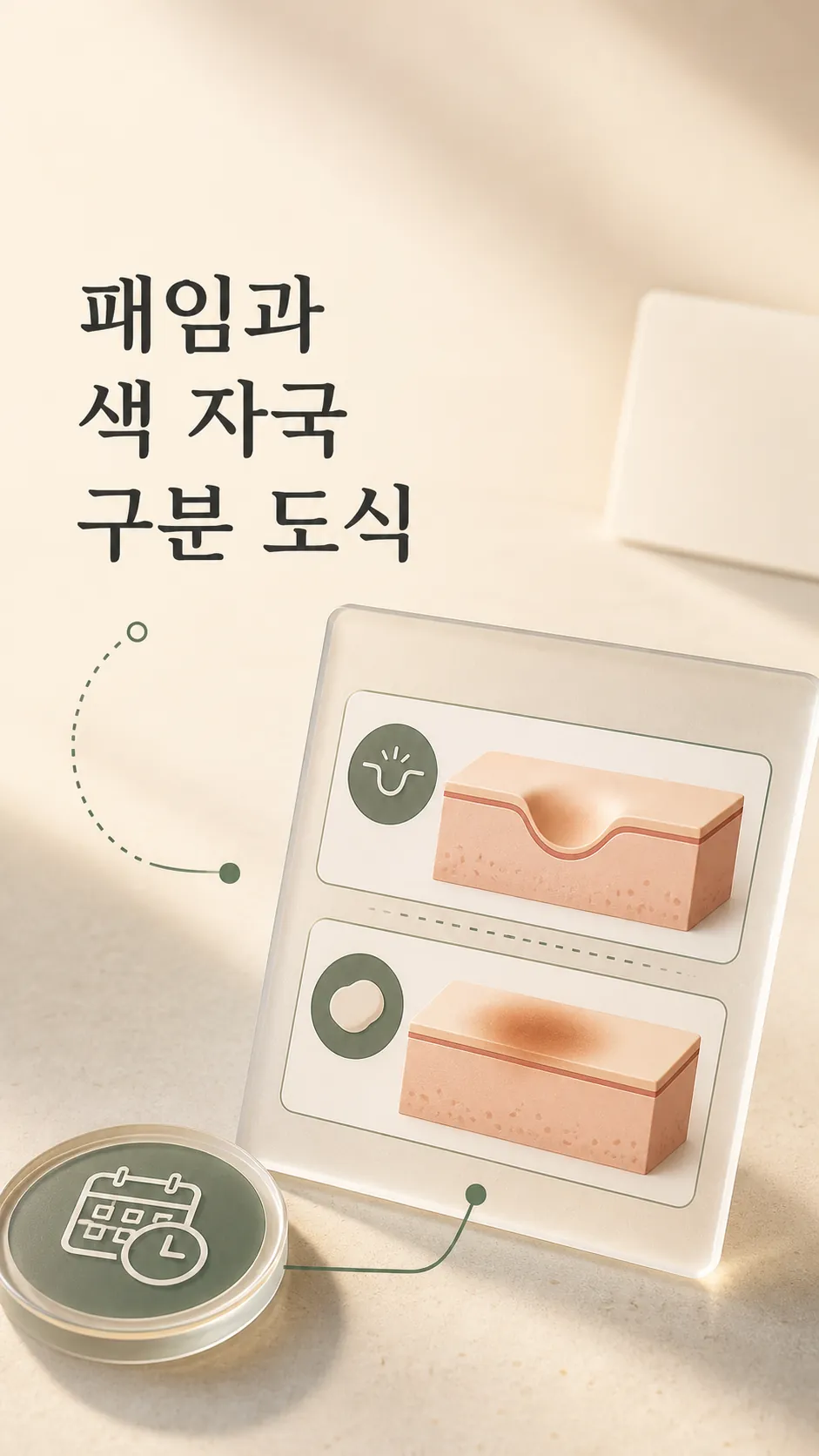 패임과 색 자국 구분 도식