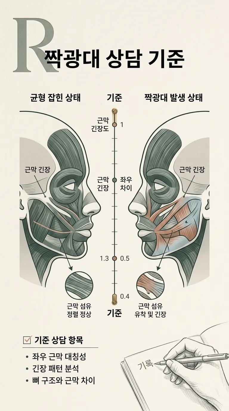 얼굴 좌우 근막 결 차이와 미용성 짝광대 시각화