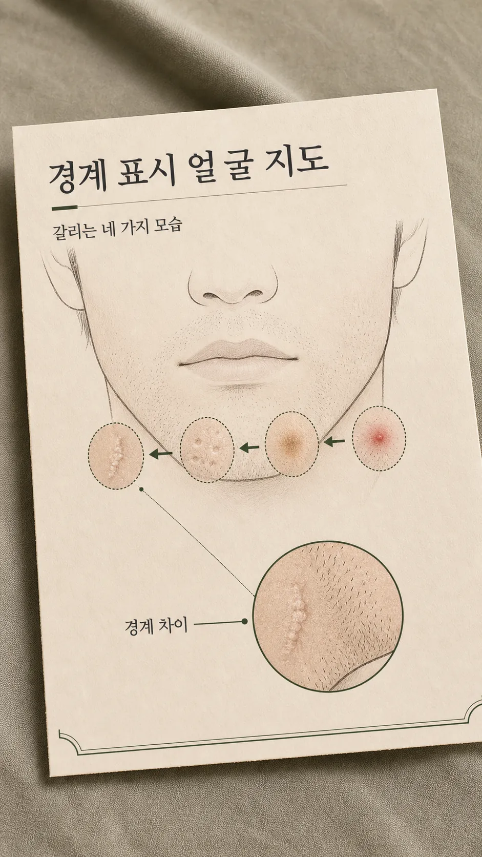 자가진단 갈리나요 먼저 정돈할 부위 경계 표시 얼굴 지도