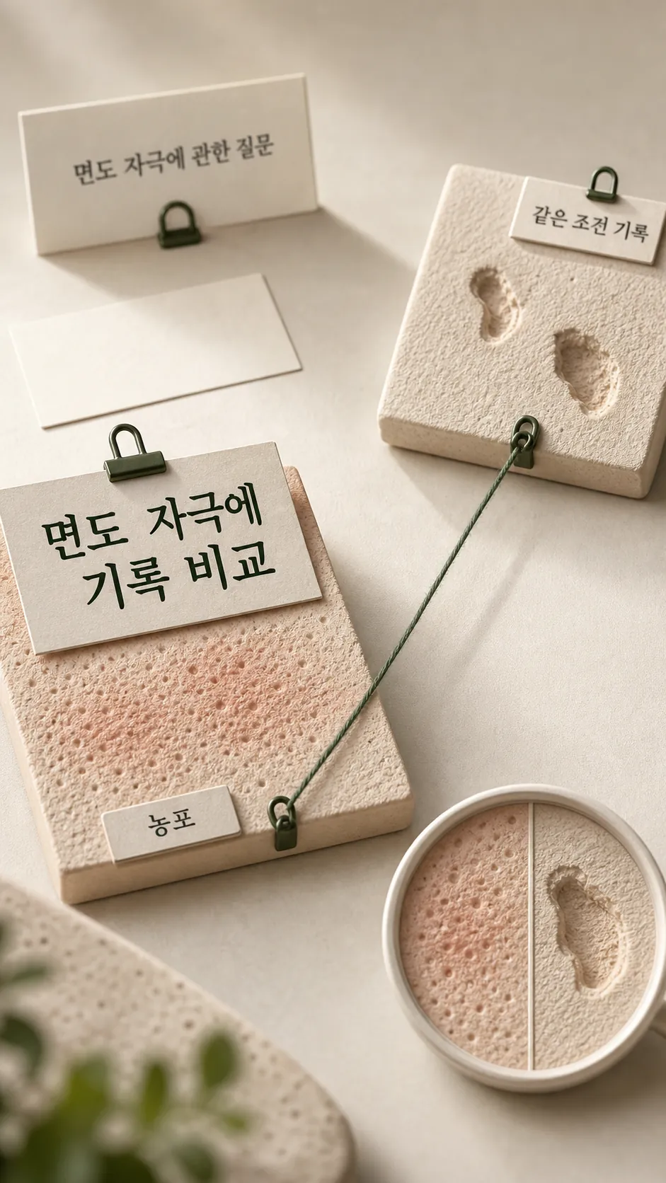 남성 흉터와 면도 자극에 기록 비교 장면
