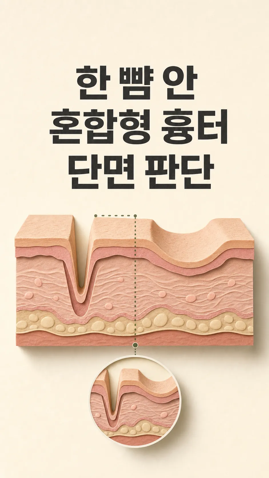한 뺨 안 혼합형 흉터 단면 판단 카드