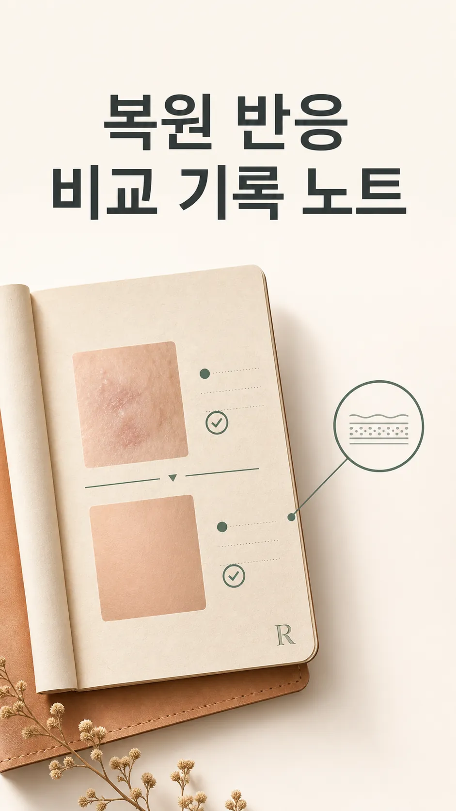 복원 반응 비교 기록 노트 클로즈업