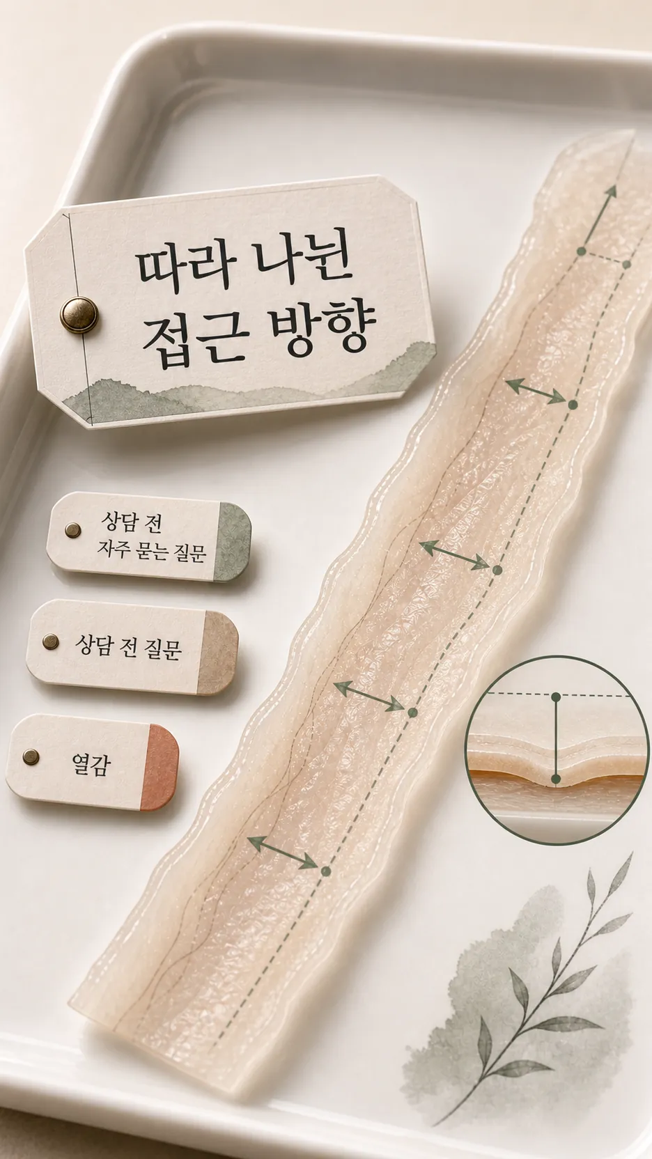 바닥면을 따라 나뉜 접근 방향