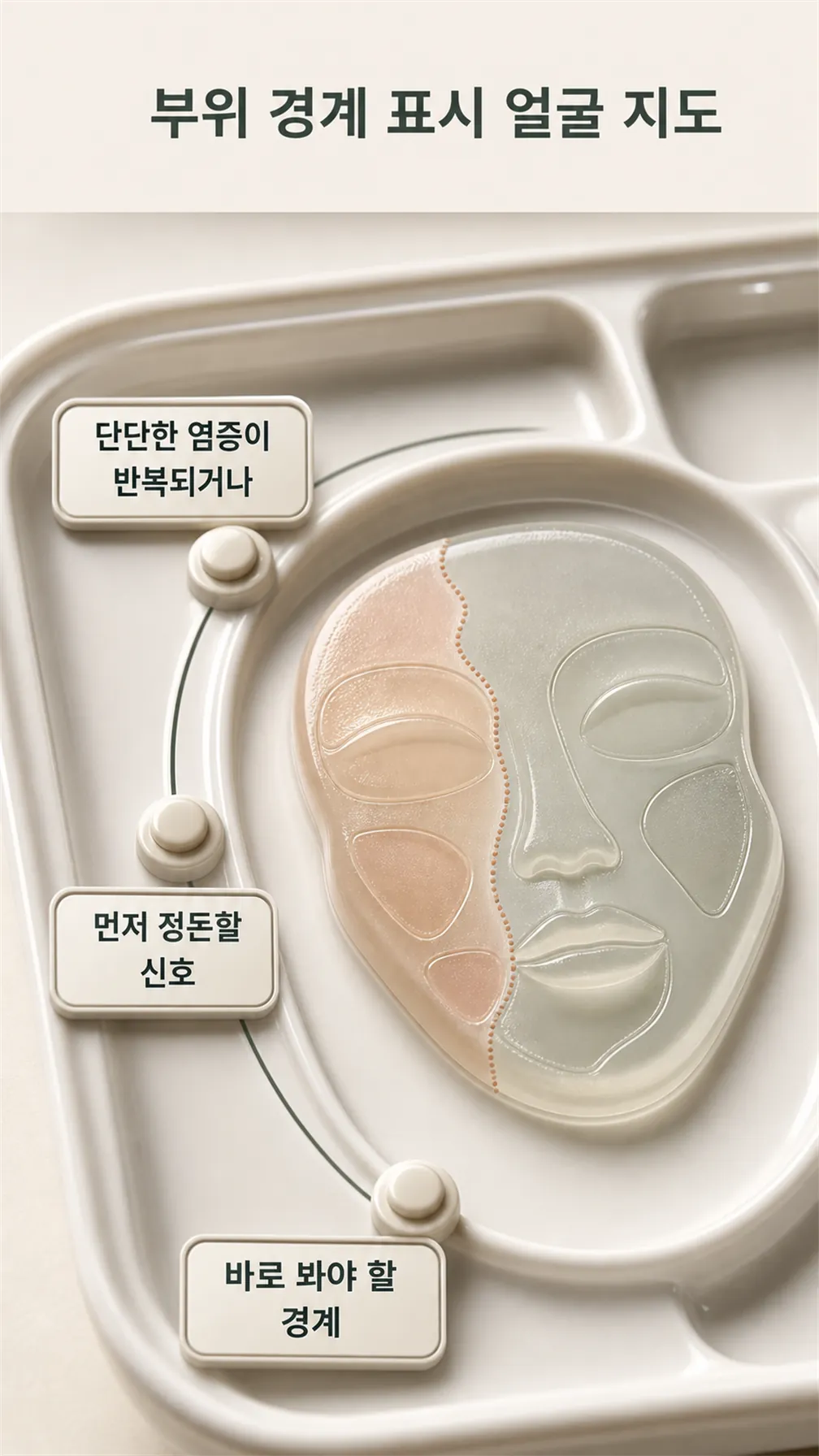 패임으로 먼저 정돈할 부위 경계 표시 얼굴 지도