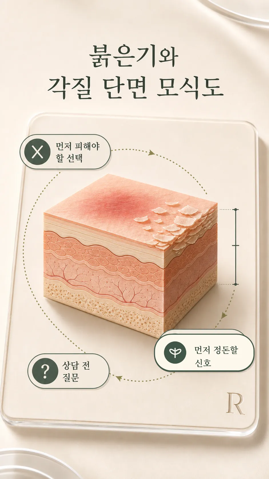 붉은기와 각질 단면 모식도