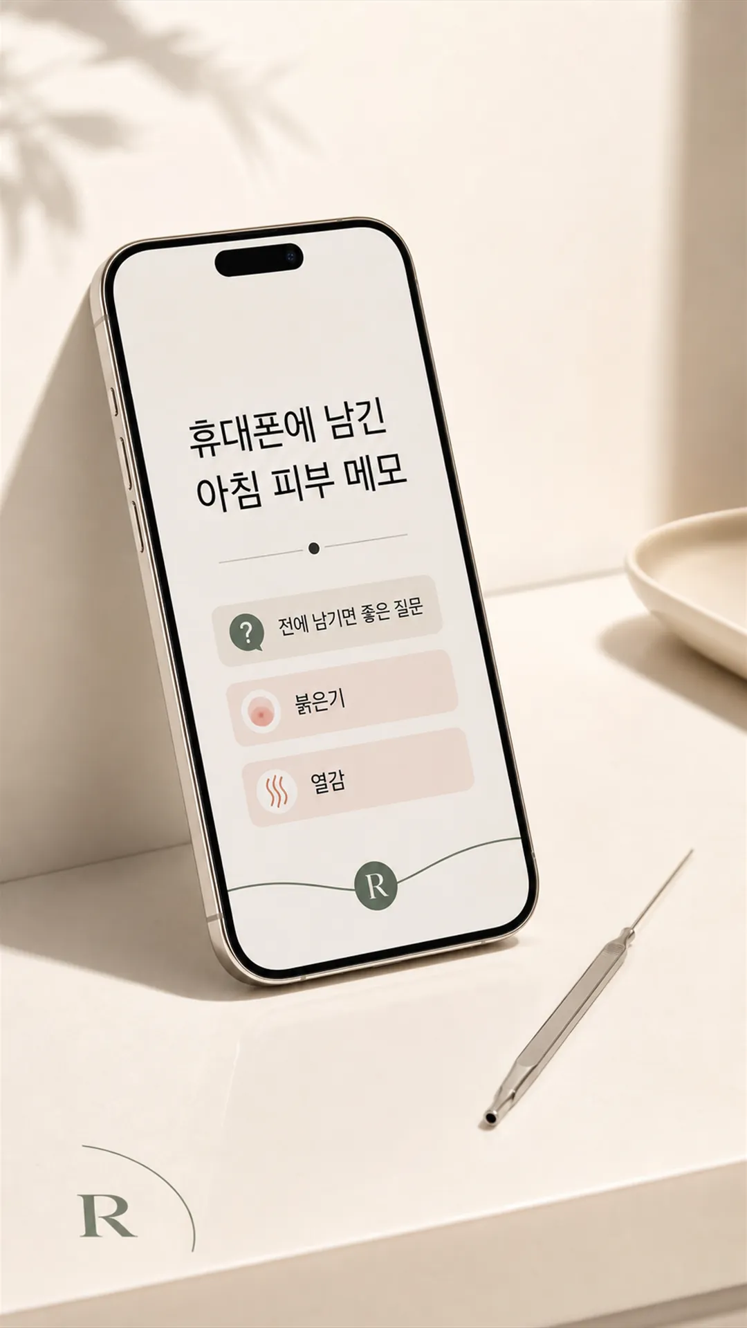 휴대폰에 남긴 아침 피부 메모