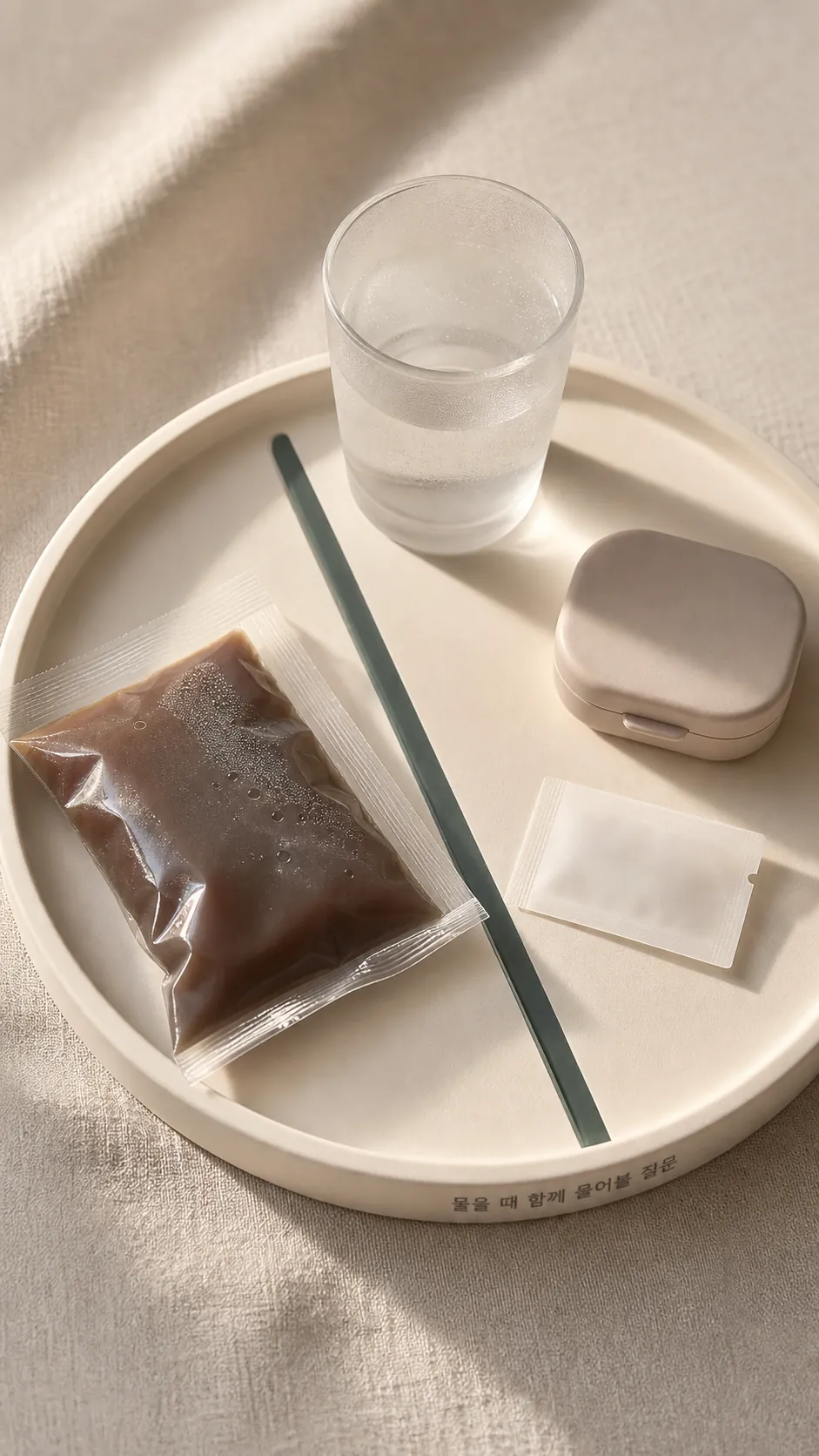 수유와 복용 약 정보를 담은 방문 준비 물건 정물