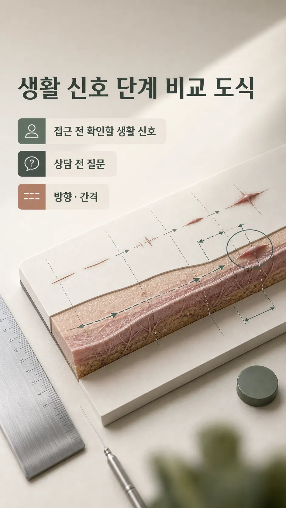 접근 전 확인할 생활 신호 단계 비교 도식
