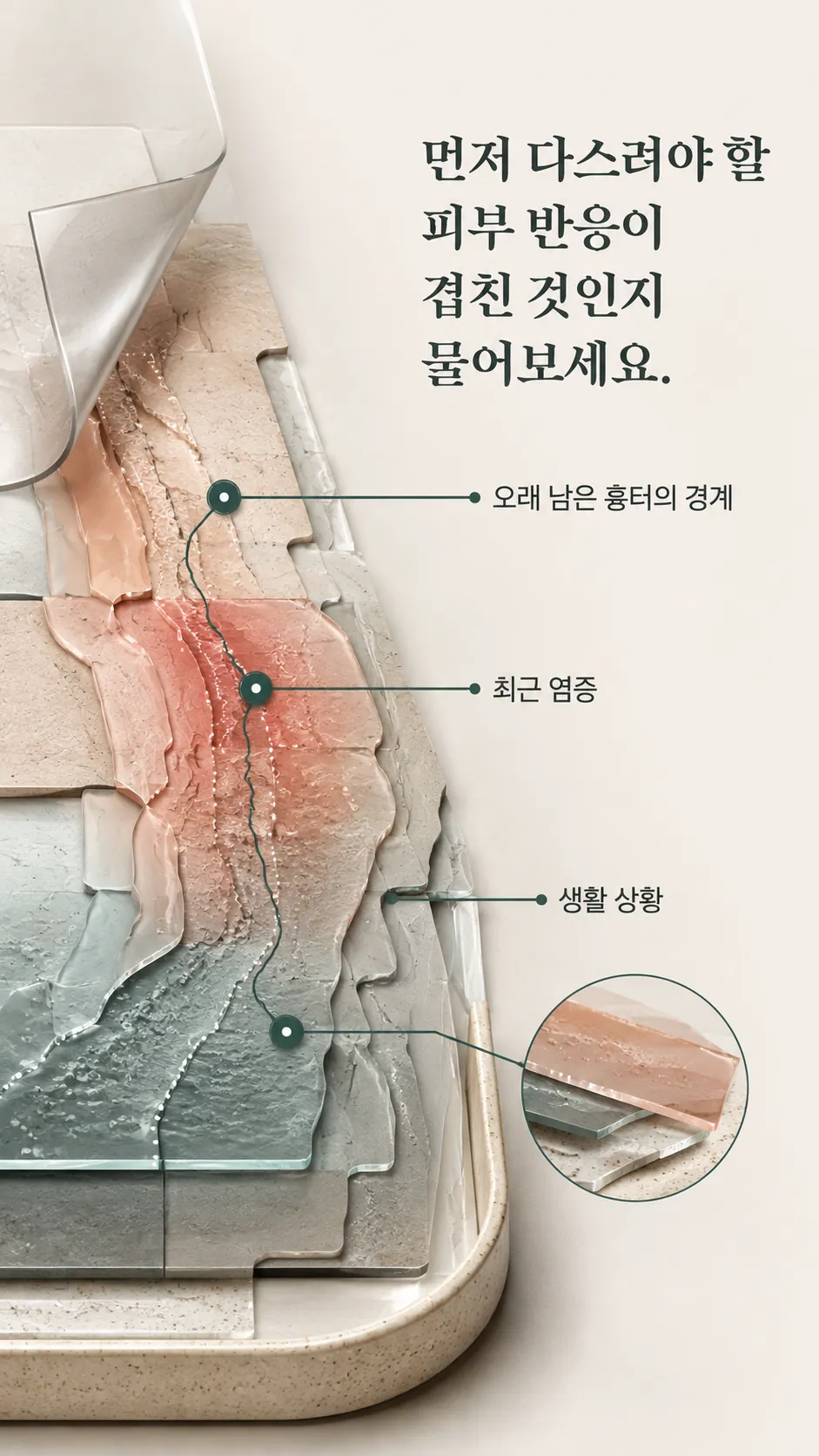 피부 장벽이 회복되는 방향을 층으로 나눠 표시한 회복 지도