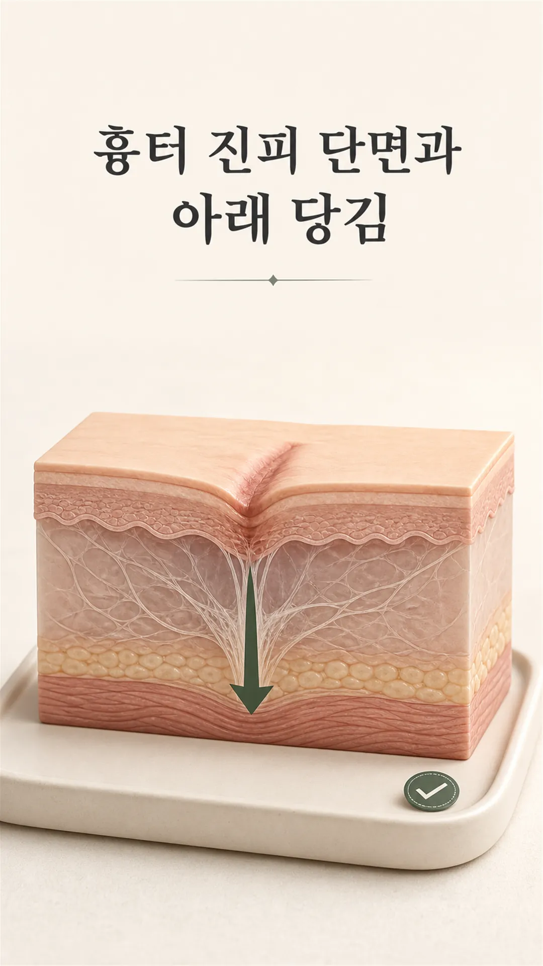 흉터 진피 단면과 아래 당김 모식도