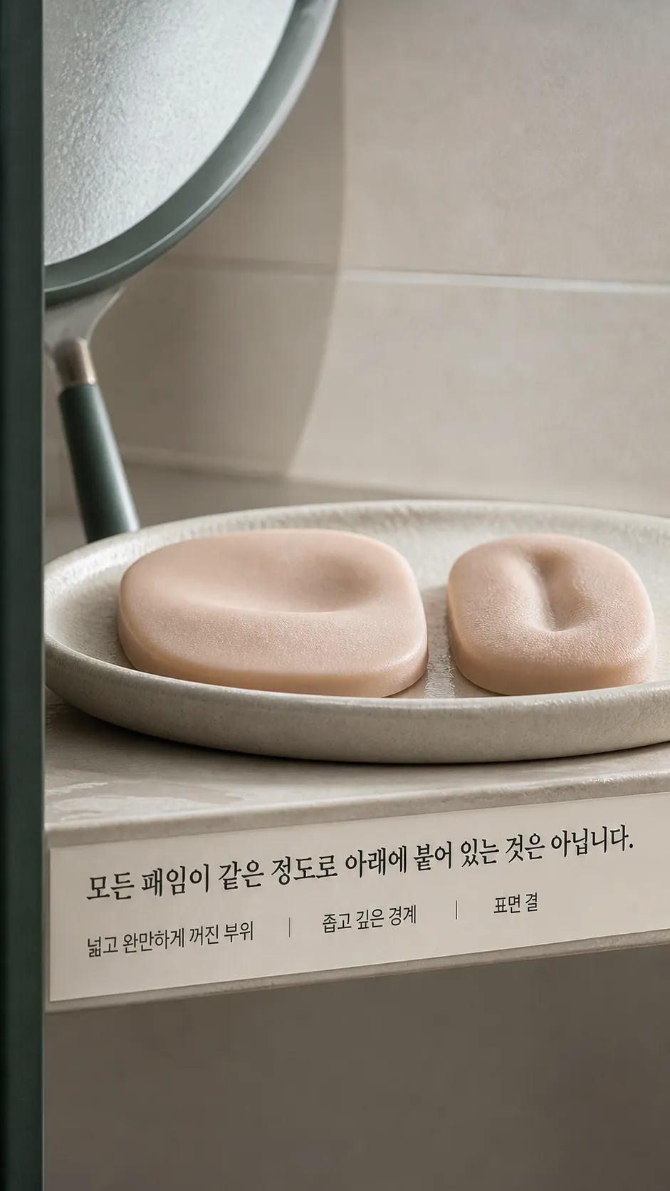 패임의 모양만 보고 이어가지 질감 확대 장면