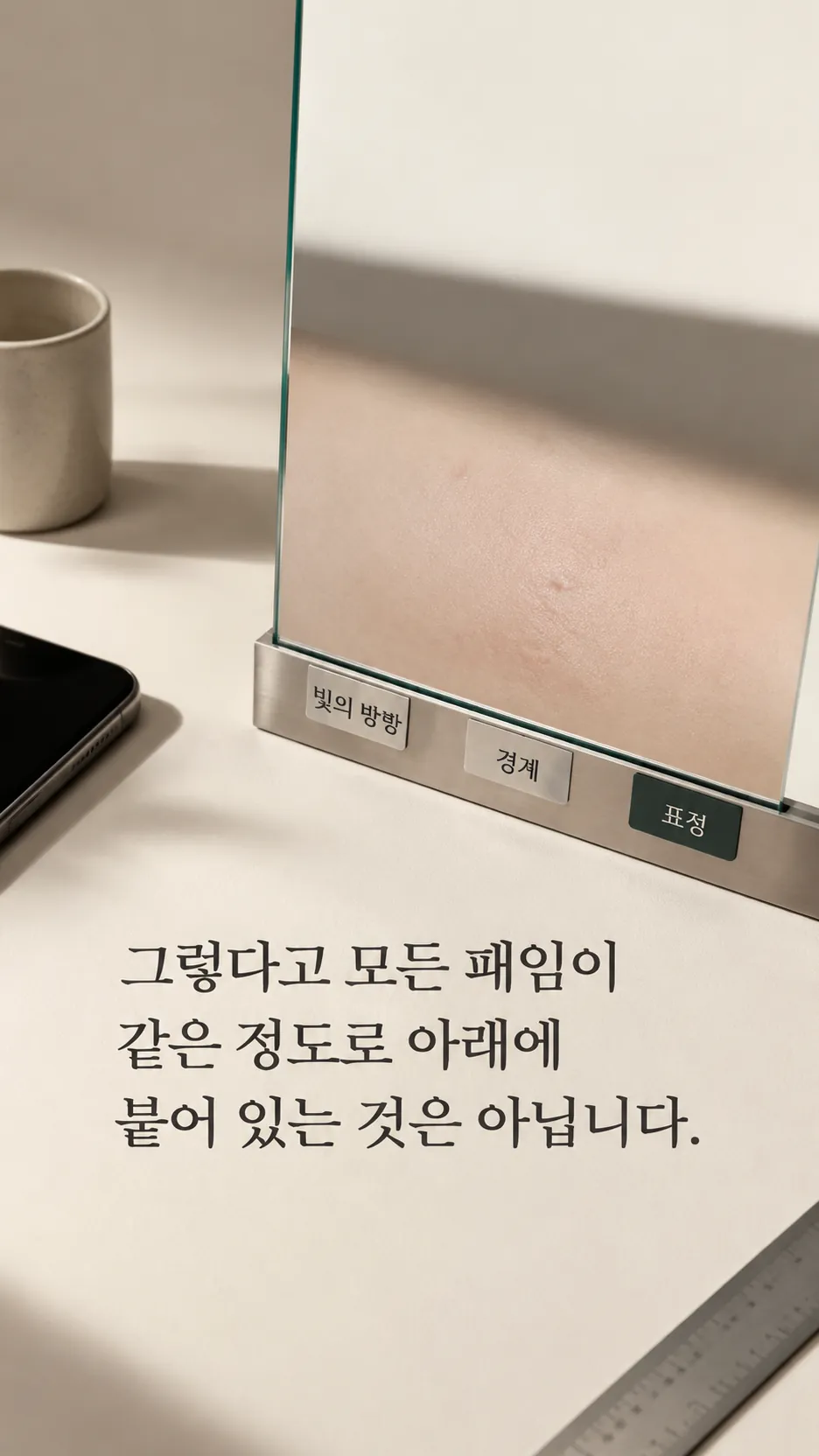 패임의 모양만 보고 이어가지 거울 시점 변화 확인 장면