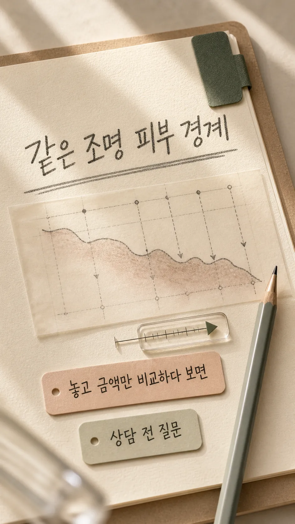 같은 조명 피부 경계 확인 장면