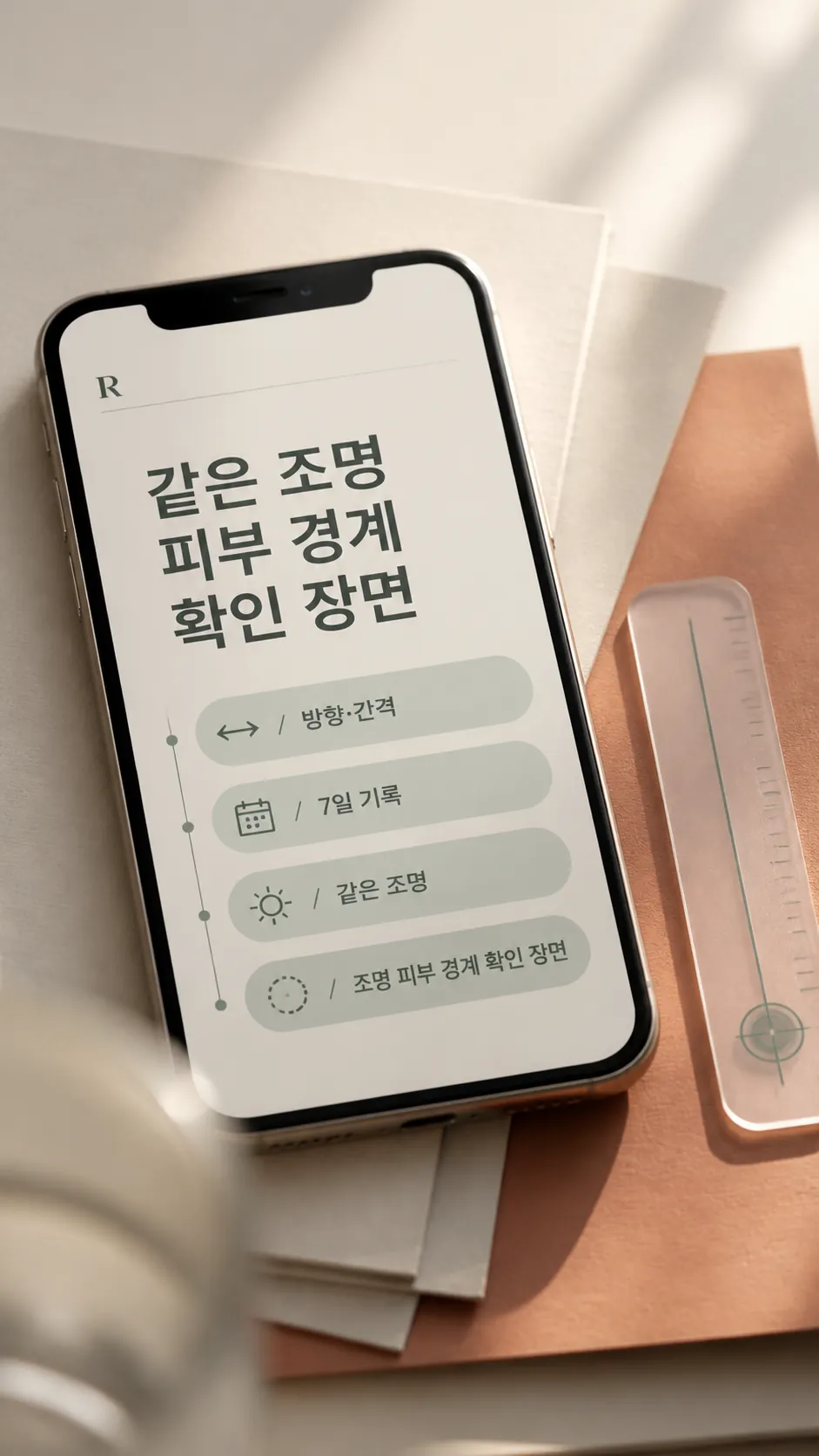 같은 조명 피부 경계 확인 장면