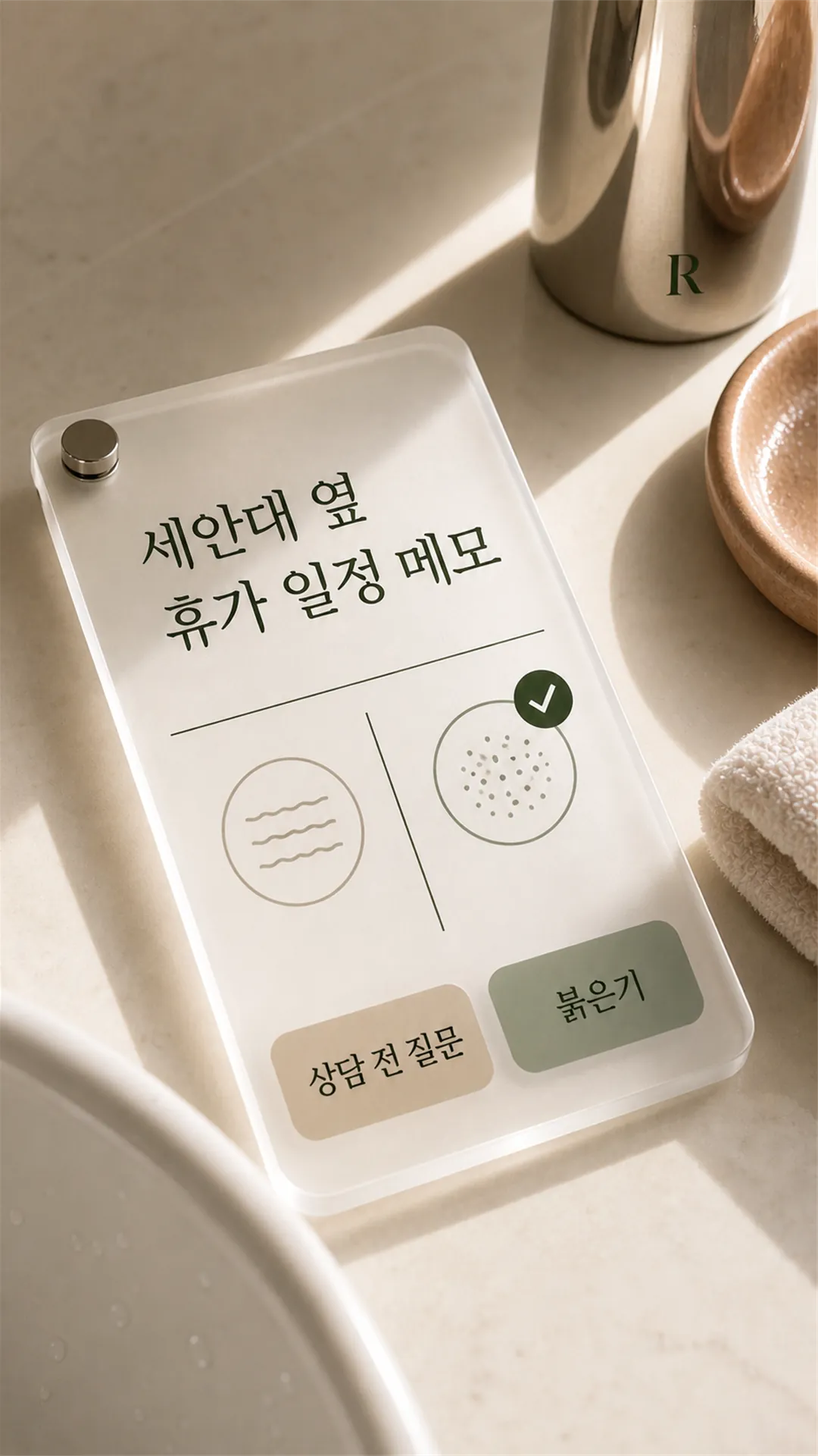 세안대 옆 휴가 일정 메모